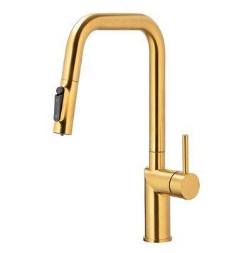 Змішувач для кухні з витяжним носиком та фільтром DUERO PURE STYLE GOLD 6623-912-31 KFA ARMATURA 6623-313-31 фото