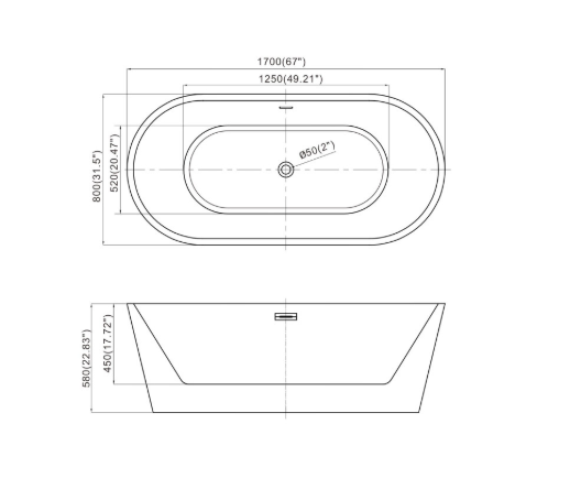 Ванна окремостояча Jetta WB 170 * 80 * 58 А0058044 фото
