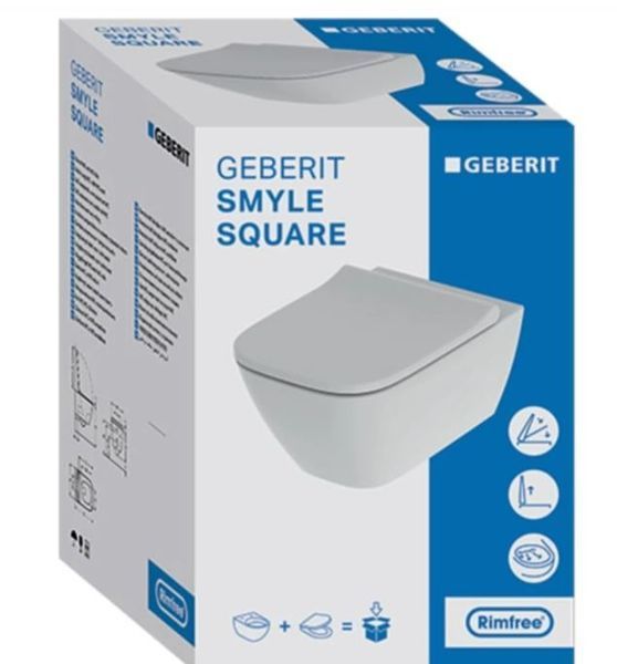 Унітаз підвісний Geberit Smyle Square Rimfree, із сидінням Soft Close 500.683.00.2 фото