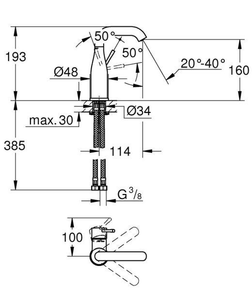 Змішувач для раковини Essence 24176KF1  GROHE (M-Size) 24176KF1 фото
