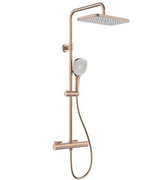Душова система з термостатичним змішувачем, KFA ARMATURA MALAGA Brushed Rose Gold 5756-910-34 фото