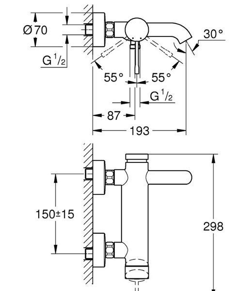 Змішувач для ванни Essence 25250DL1 GROHE  25250DL1 фото
