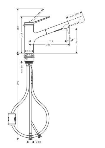 Змішувач hansgrohe Zesis M33 з витяжним душем для кухонної мийки, хром 74800000 74800000 фото