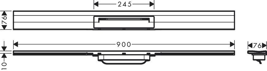 Верхня частина "RainDrain Flex" для душового трапу (пристінна) 900 мм Matt Black (56052670) 56052670 фото